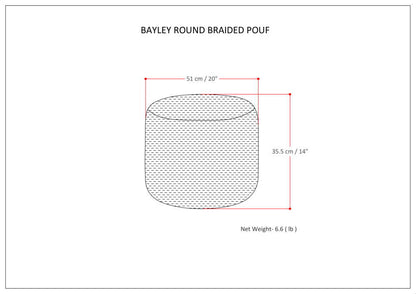 Muted Yellow and Natural | Bayley Round Braided Pouf