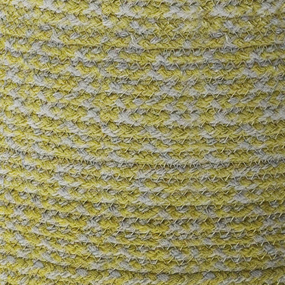 Muted Yellow and Natural | Bayley Round Braided Pouf