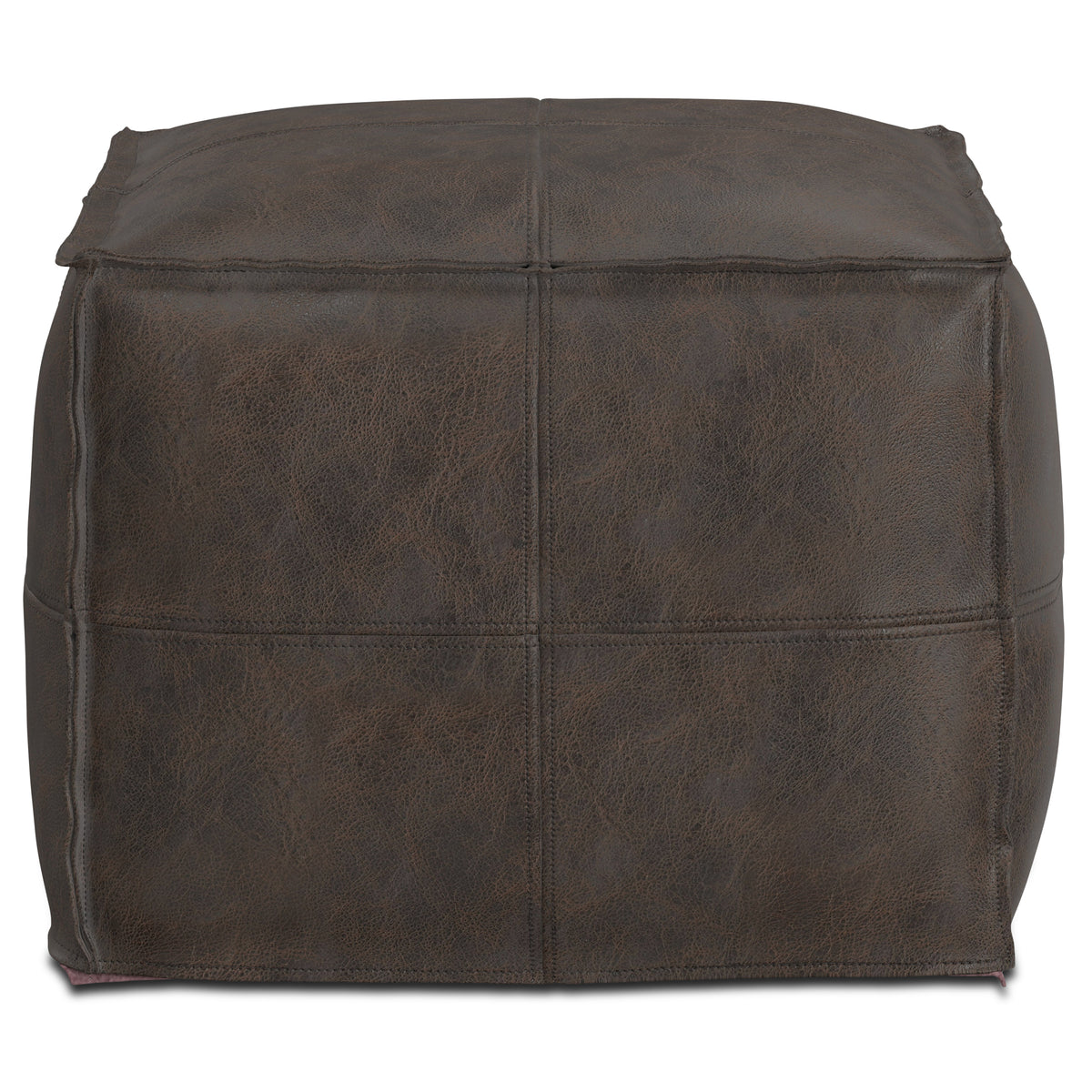 Distressed Dark Brown | Brody 18 inch Square Pouf