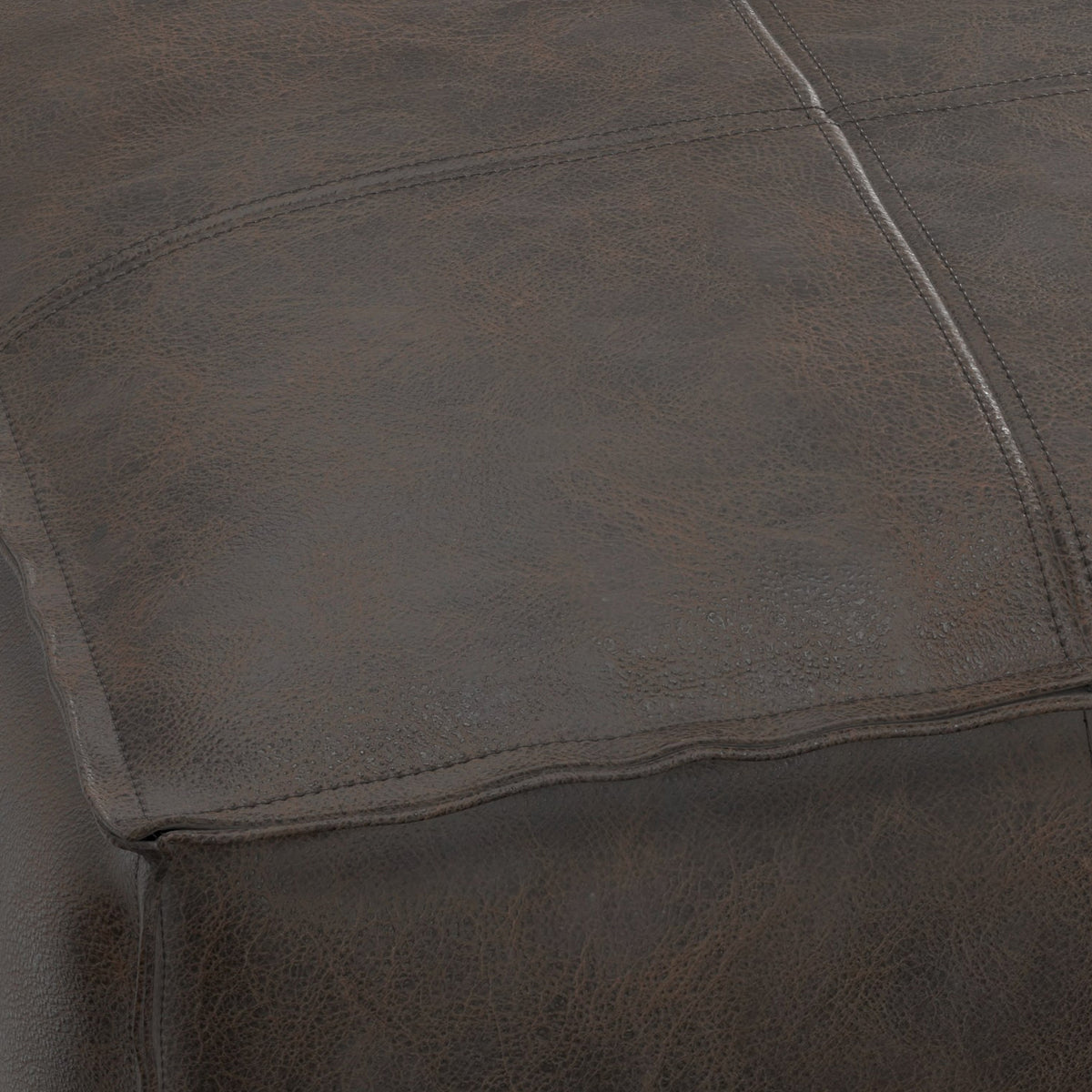 Distressed Dark Brown | Brody 18 inch Square Pouf