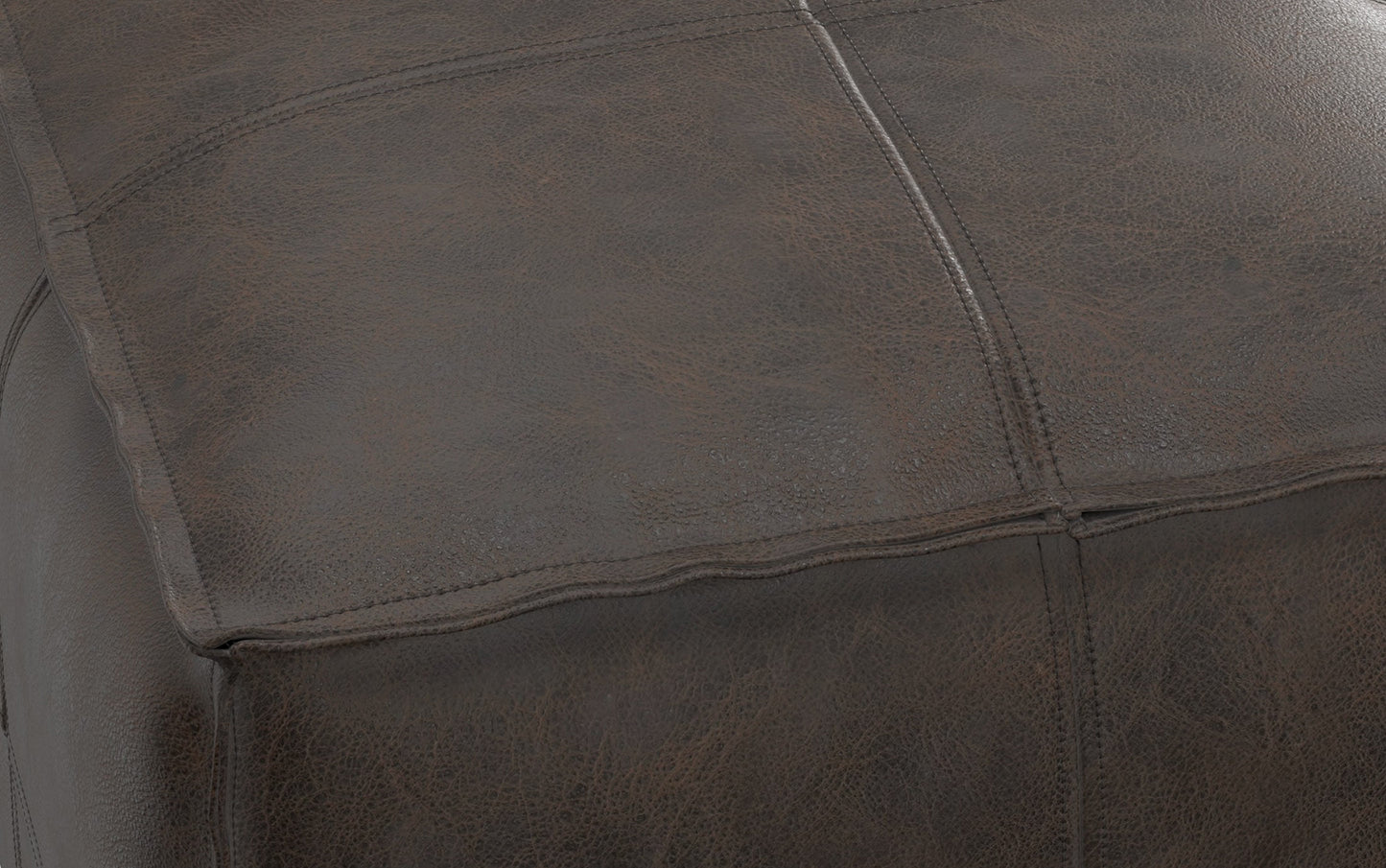 Distressed Dark Brown | Sheffield Square Pouf