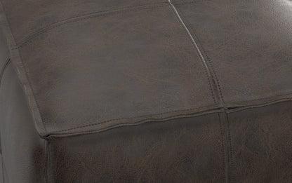 Distressed Dark Brown | Sheffield Square Pouf