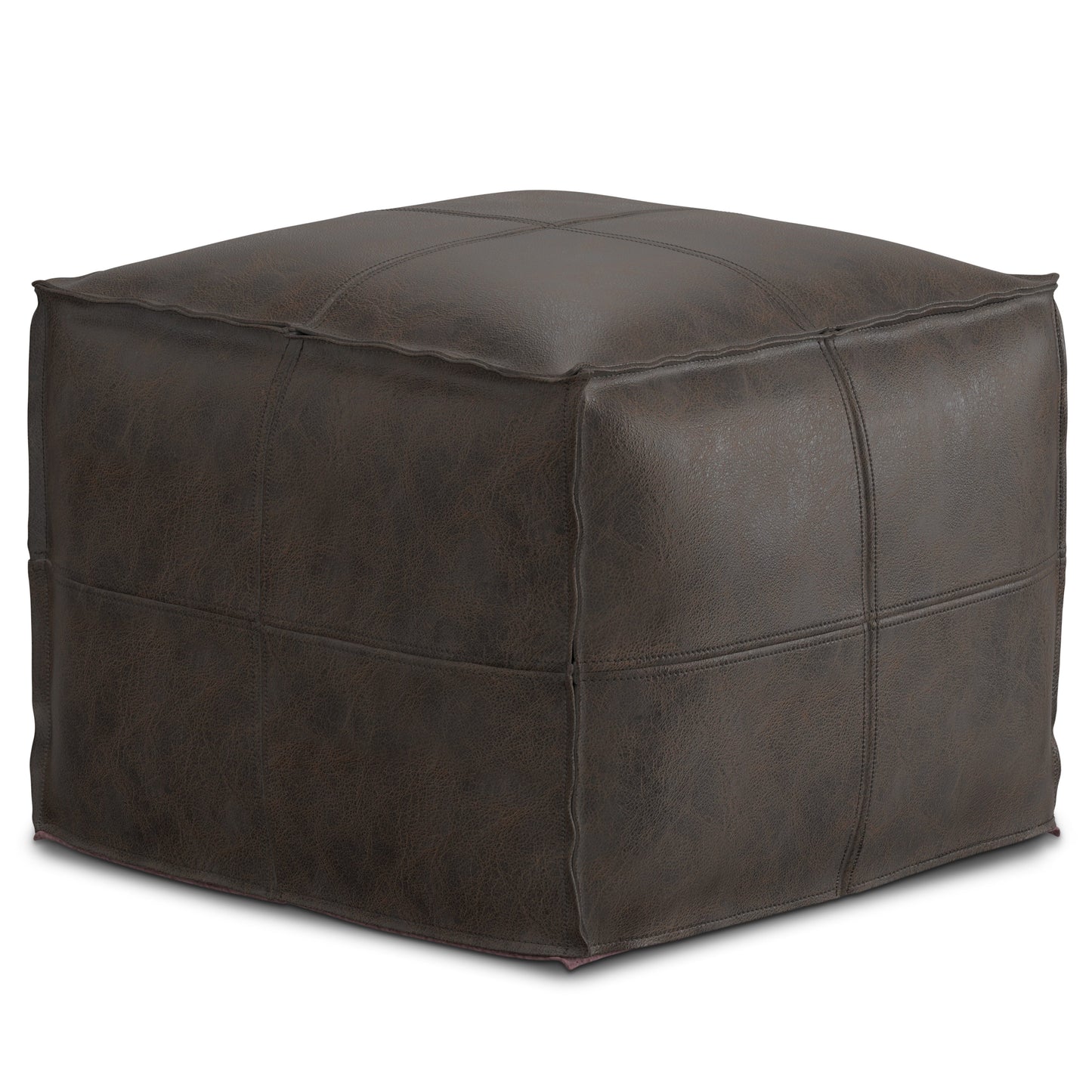 Distressed Dark Brown | Brody 18 inch Square Pouf