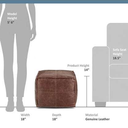 Distressed Brown | Sheffield Square Pouf
