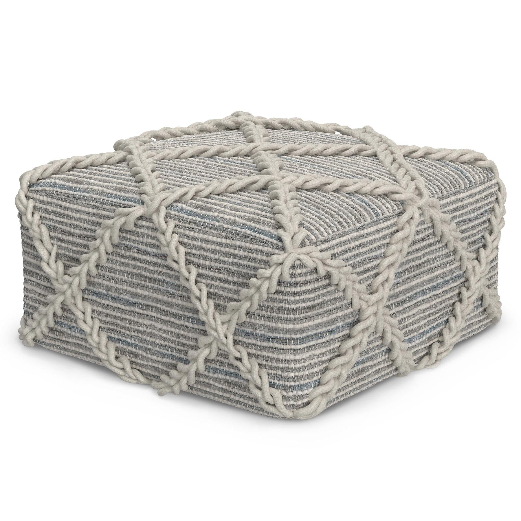 Grey and Natural | Cowan Square Pouf