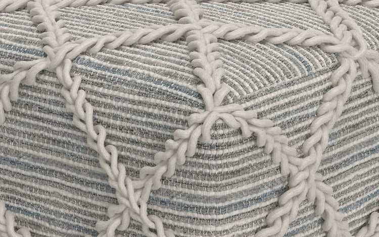 Grey and Natural | Cowan Square Pouf