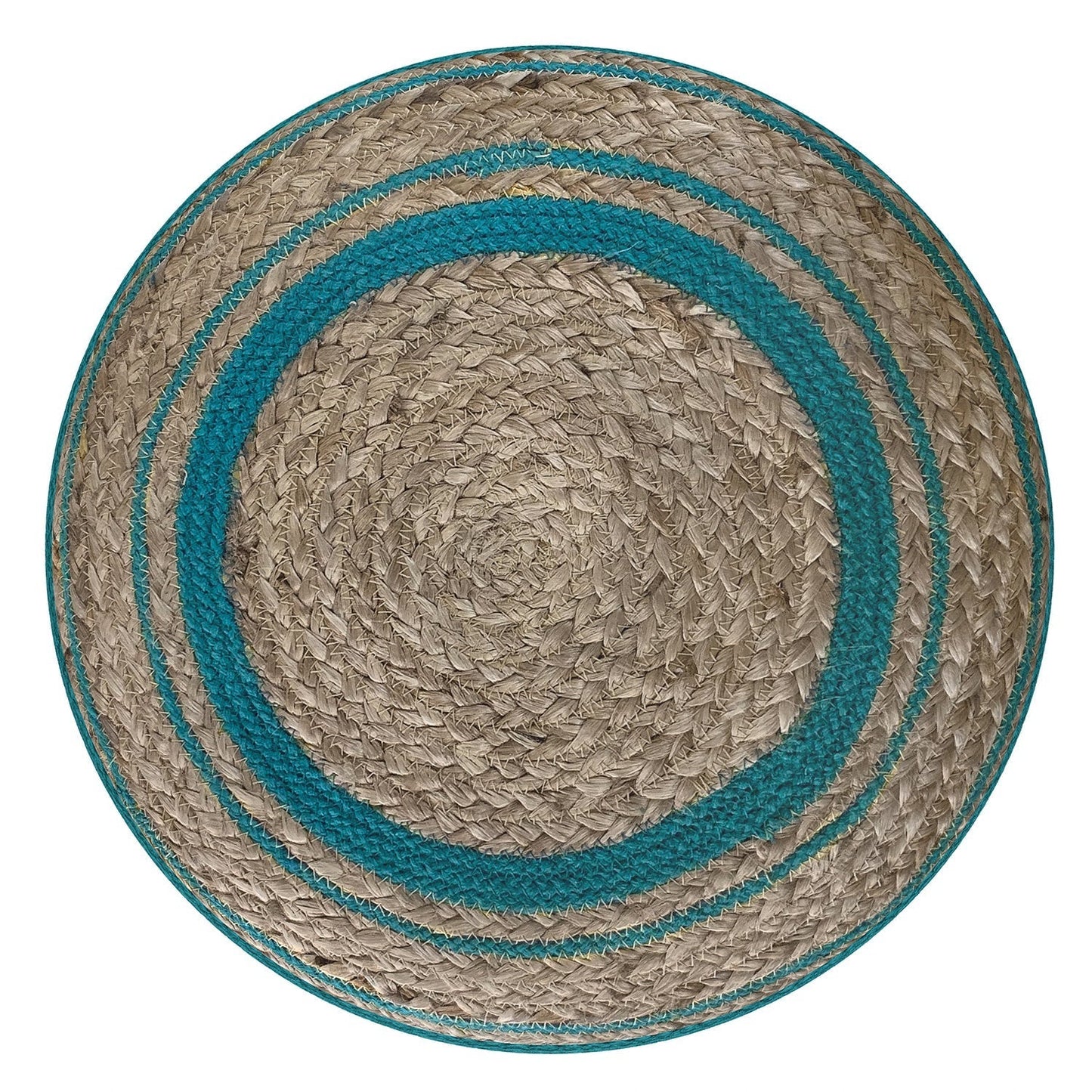 Deep Aqua | Serena Round Braided Pouf
