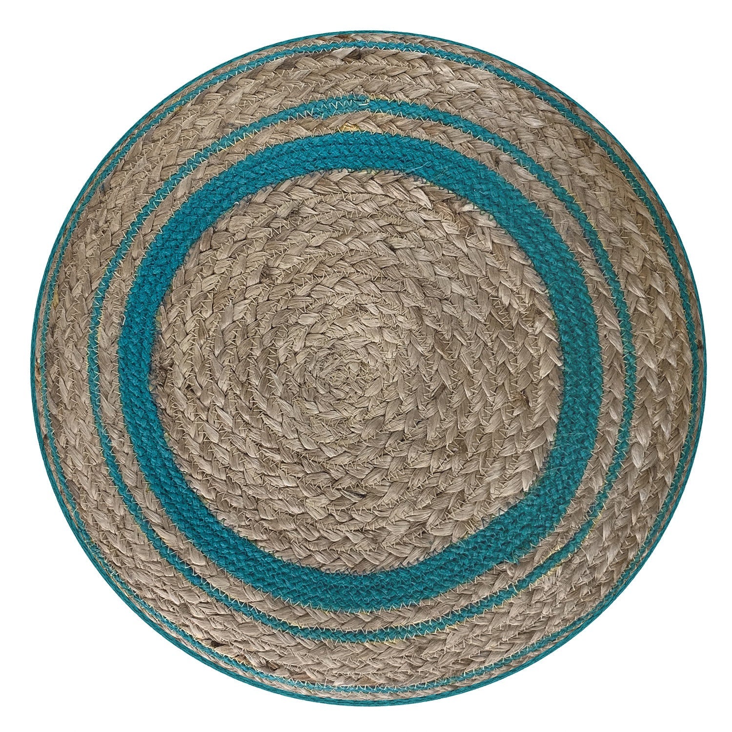 Deep Aqua | Serena Round Braided Pouf