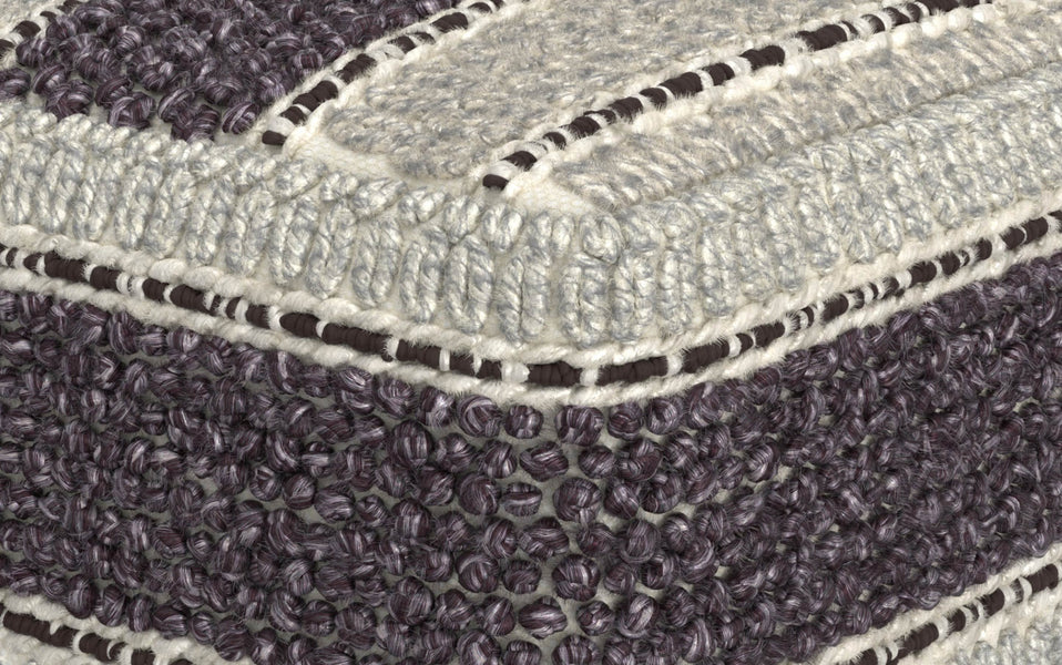 Simpli Home Sweeney Boho Square Pouf in Brown Handloom Woven Pattern Simpli Home Sweeney Boho Square Pouf in Brown Handloom Woven Pattern