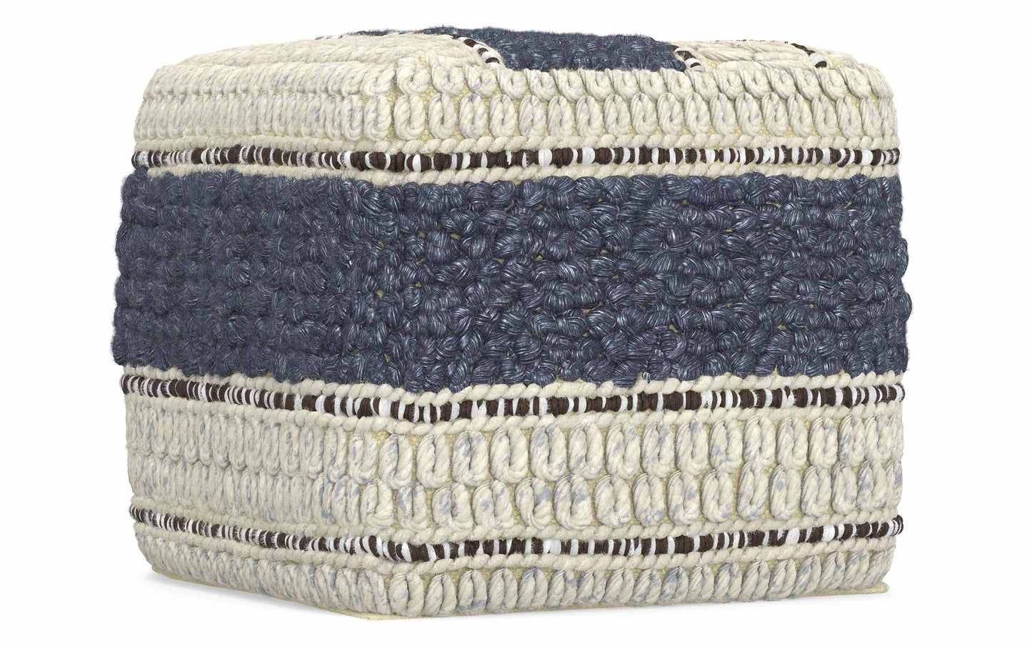 Blue and Natural | Grady Square Pouf