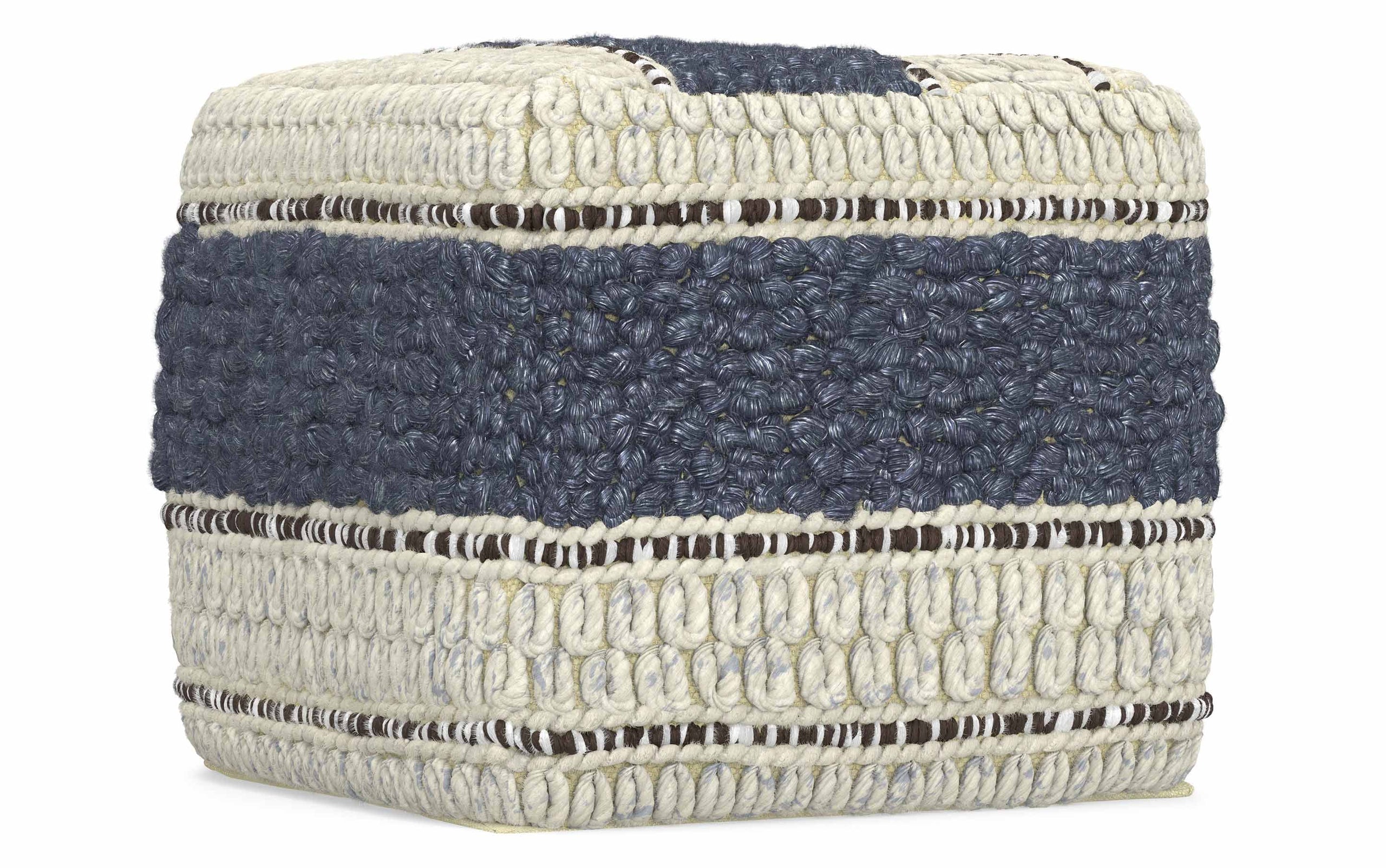 Blue and Natural | Grady Square Pouf