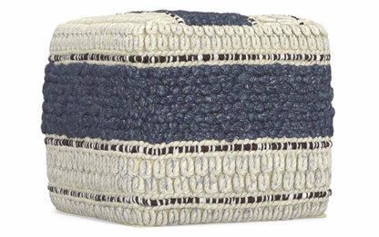 Blue and Natural | Grady Square Pouf
