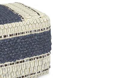 Blue and Natural | Grady Square Pouf