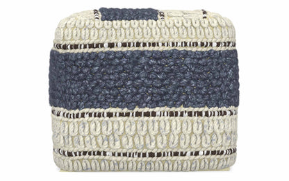 Blue and Natural | Grady Square Pouf