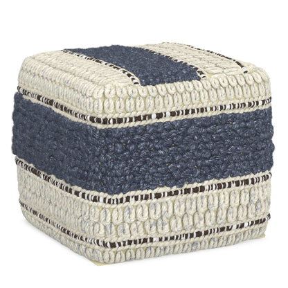 Blue and Natural | Grady Square Pouf