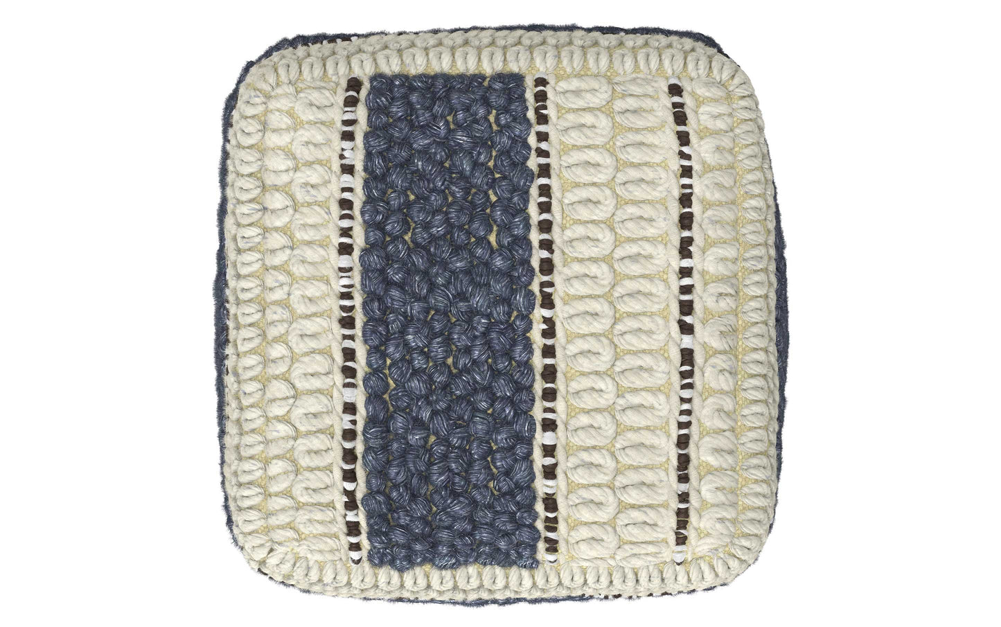 Blue and Natural | Grady Square Pouf