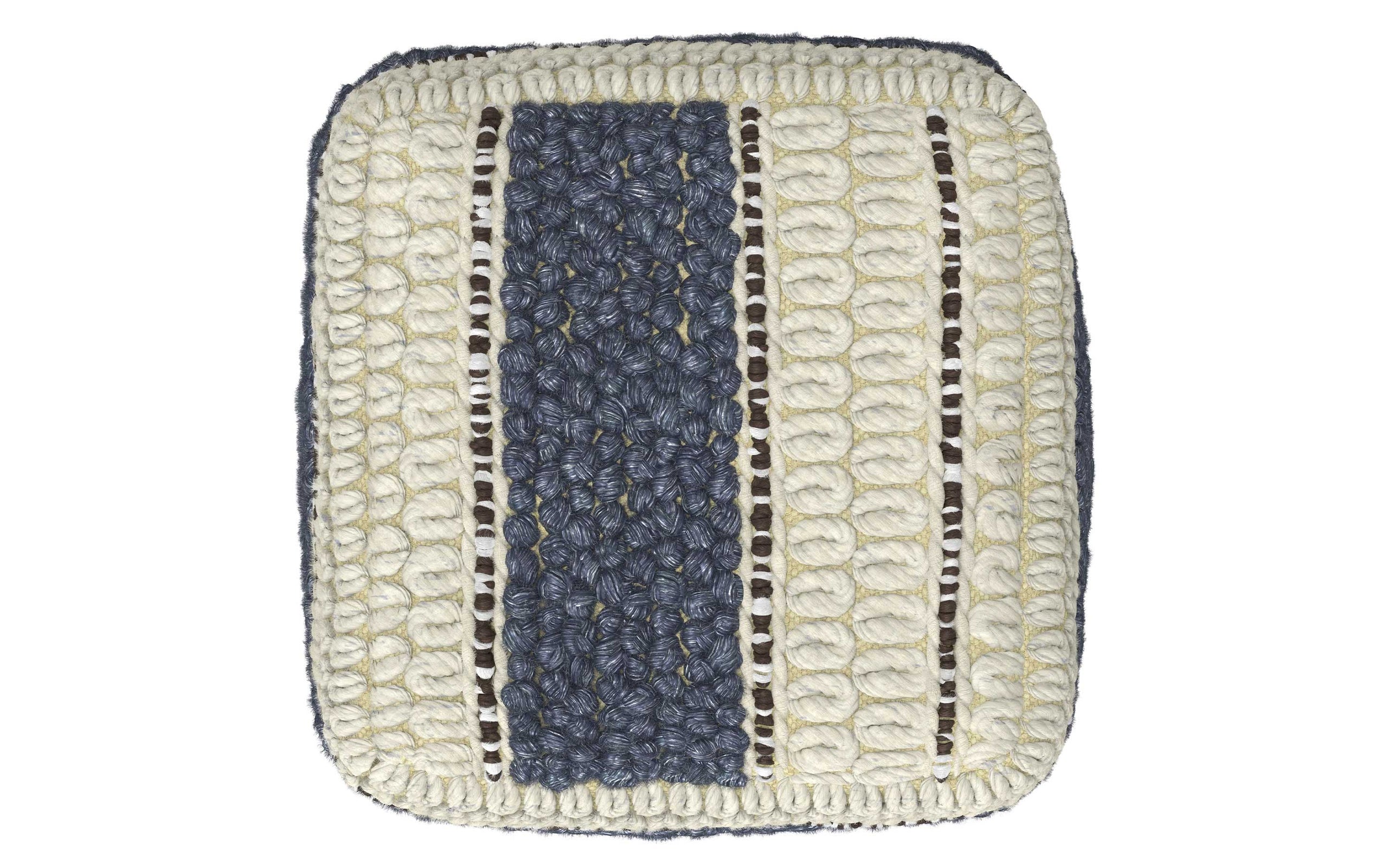 Blue and Natural | Grady Square Pouf