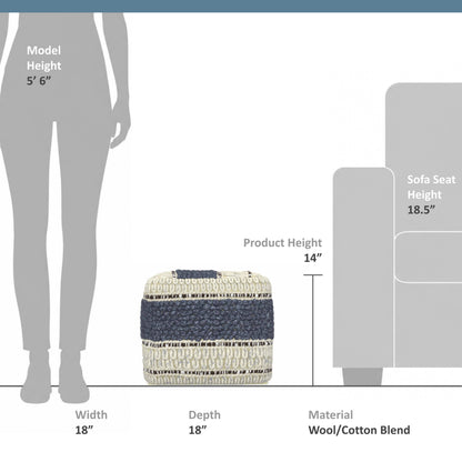 Blue and Natural | Grady Square Pouf