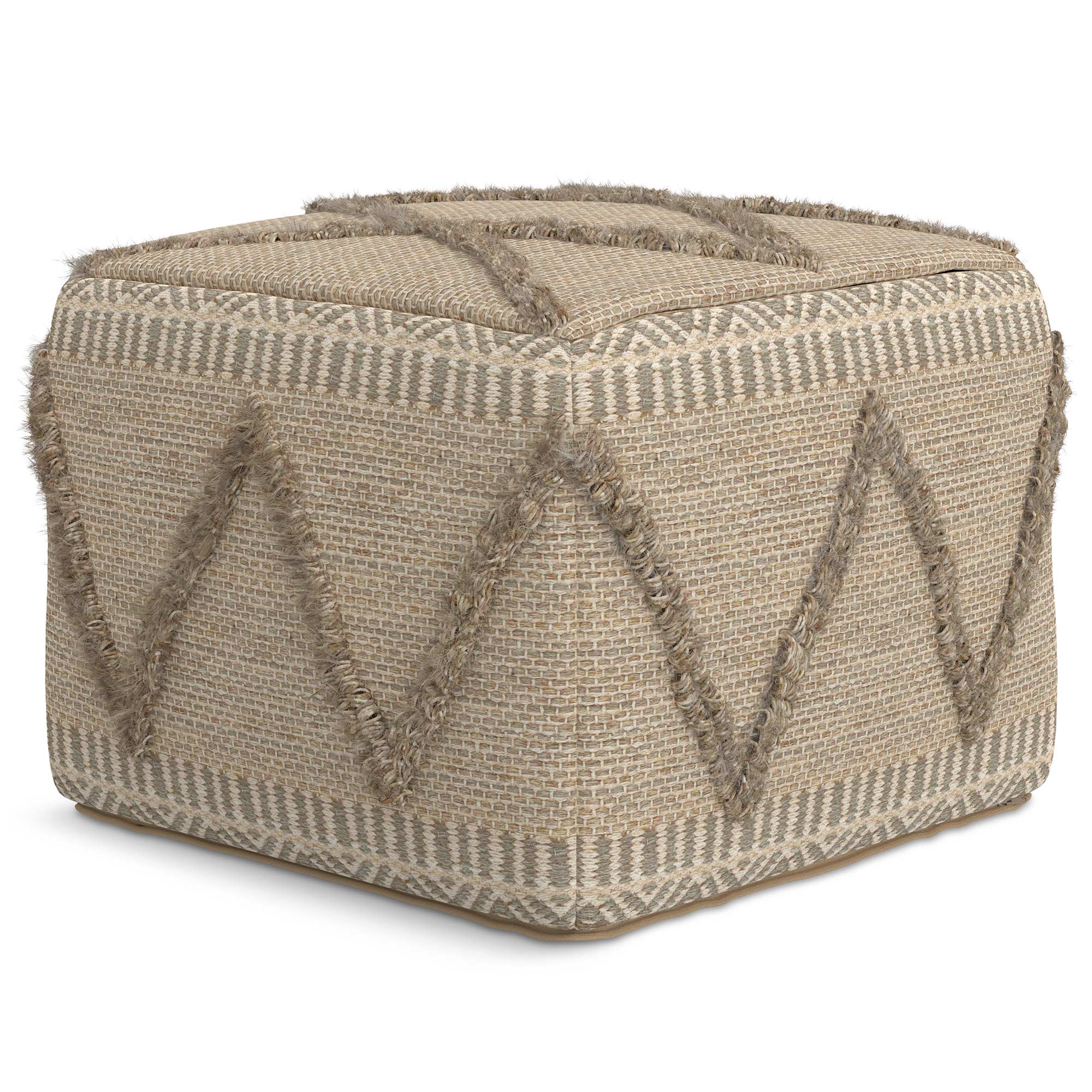 Brown Woven Wool | Sweeney Square Pouf