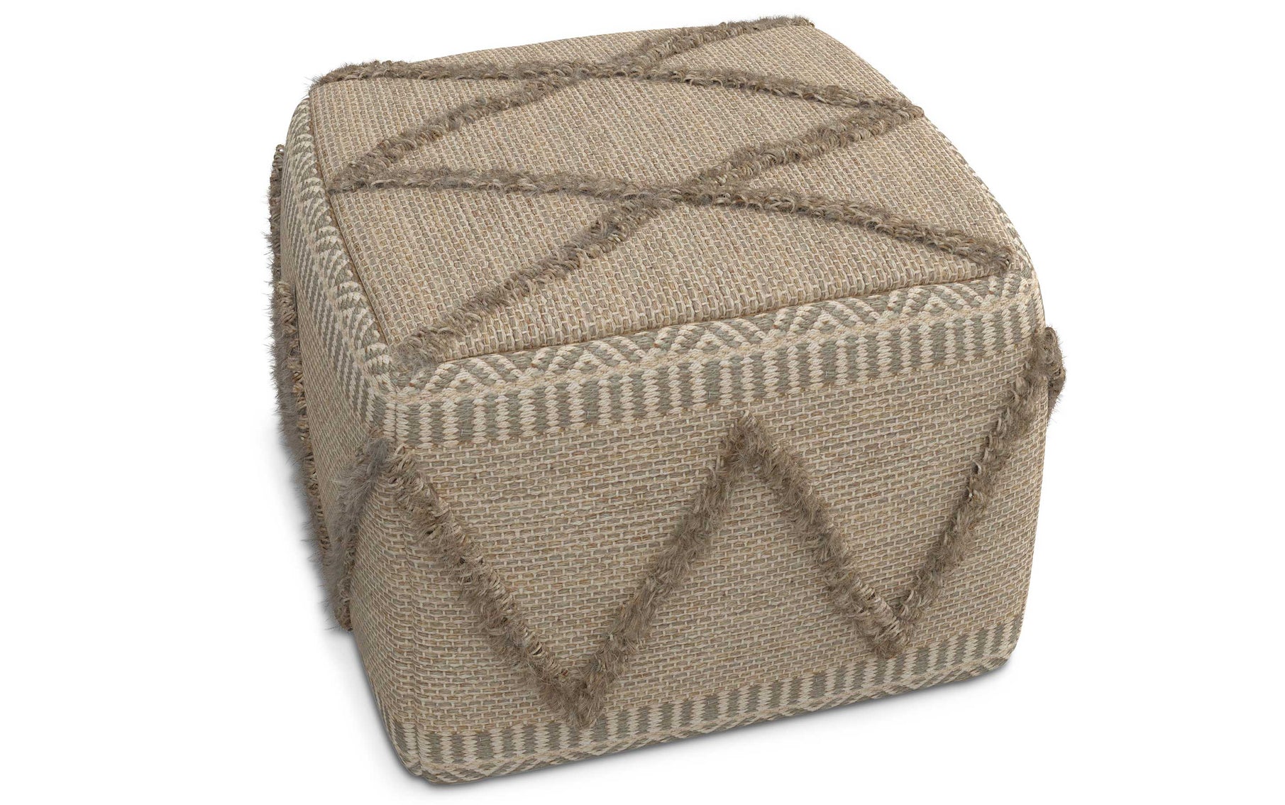 Brown Woven Wool | Sweeney Square Pouf