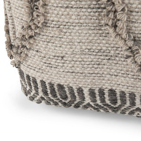 Grey Natural Woven Wool | Sweeney Square Pouf