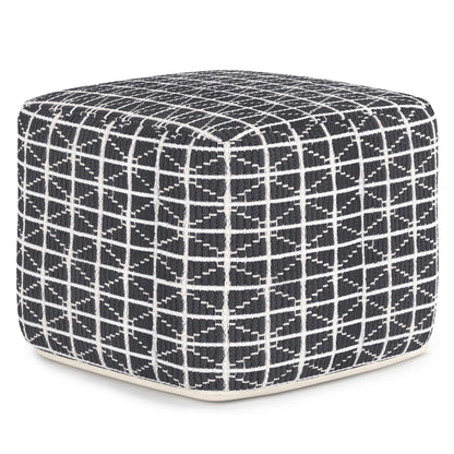 Slate Grey and White | Noreen 18 in Wide Square Pouf