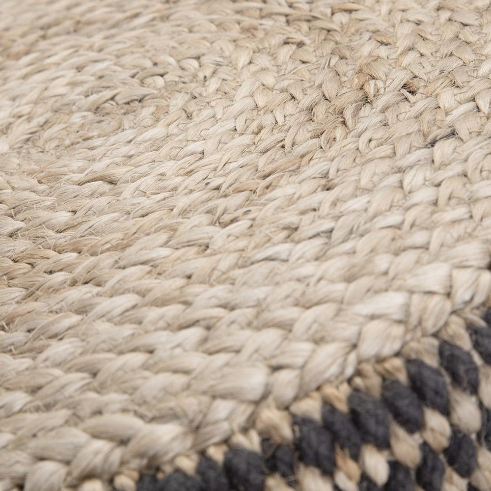 Natural and Black | Larissa Round Braided Pouf
