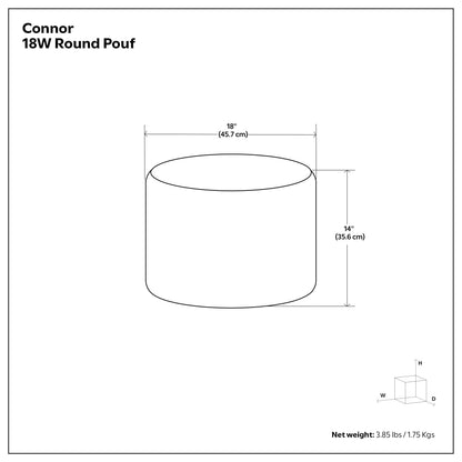 Distressed Black | Connor Round Leather Pouf