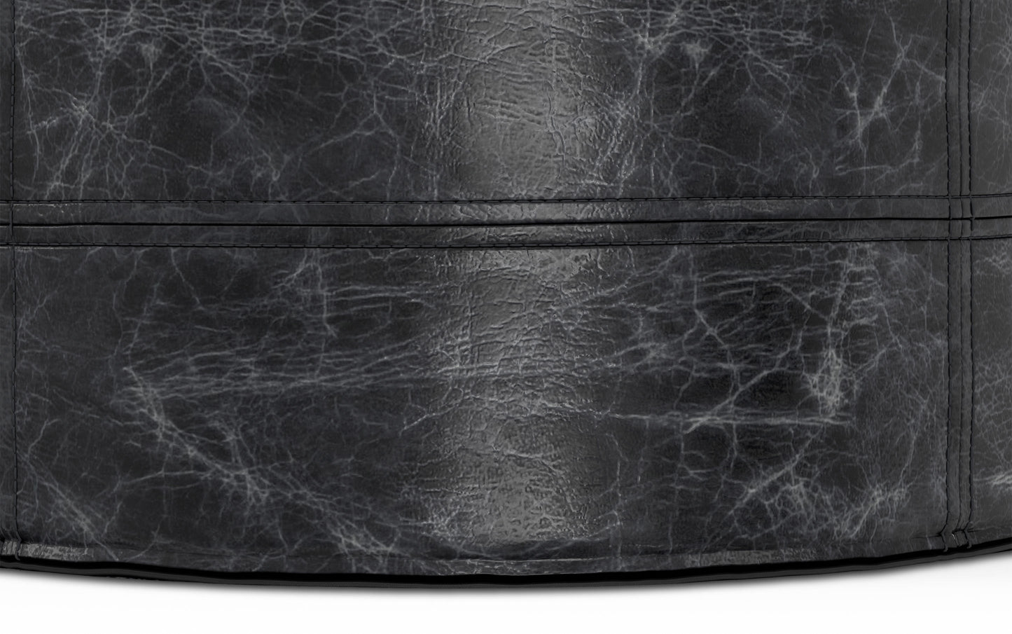Distressed Black | Connor Round Leather Pouf