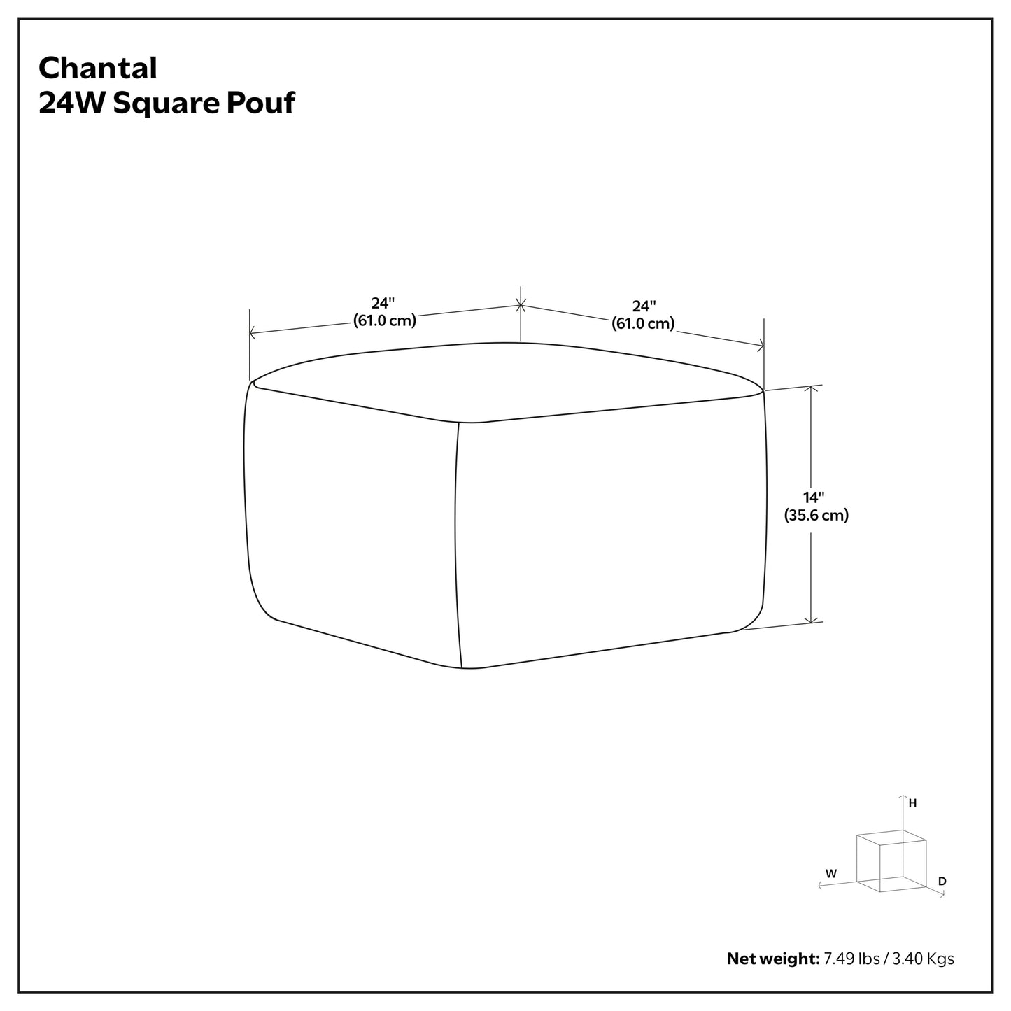 Black | Chantal Square Pouf