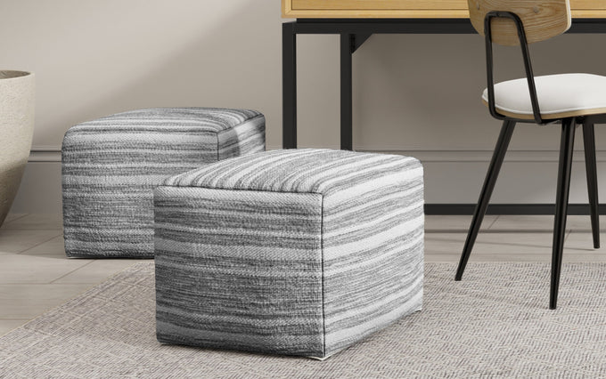 Carina Square Woven Pouf