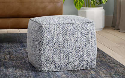 Denim Melange | Nate 18 inch Square Pouf