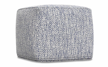 Denim Melange | Nate 18 inch Square Pouf