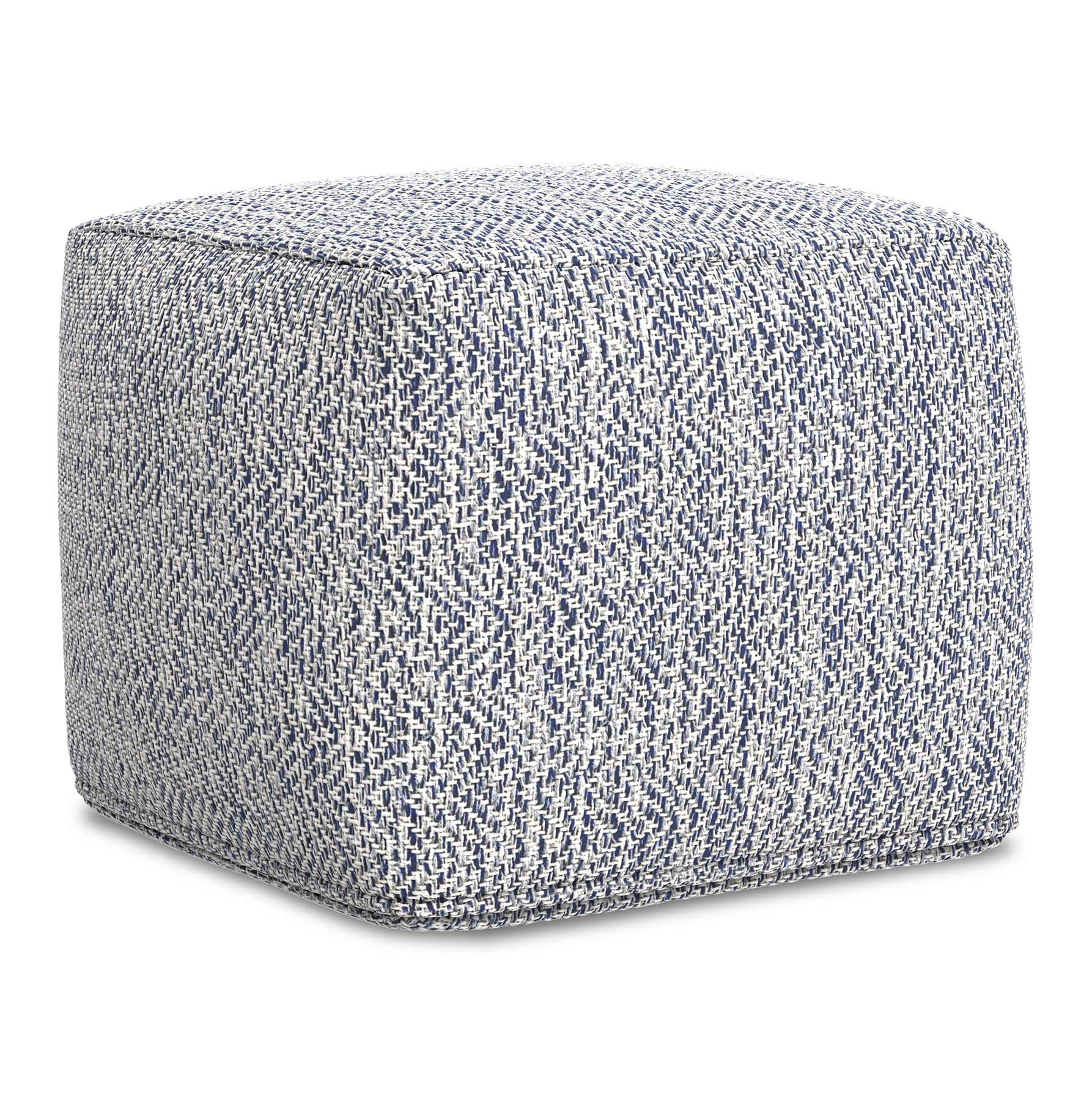 Denim Melange | Nate 18 inch Square Pouf