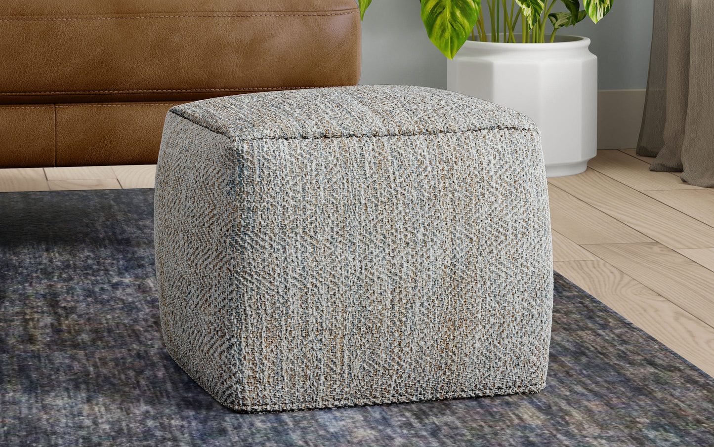 Grey Melange | Nate 18 inch Square Pouf