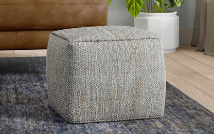 Grey Melange | Nate 18 inch Square Pouf