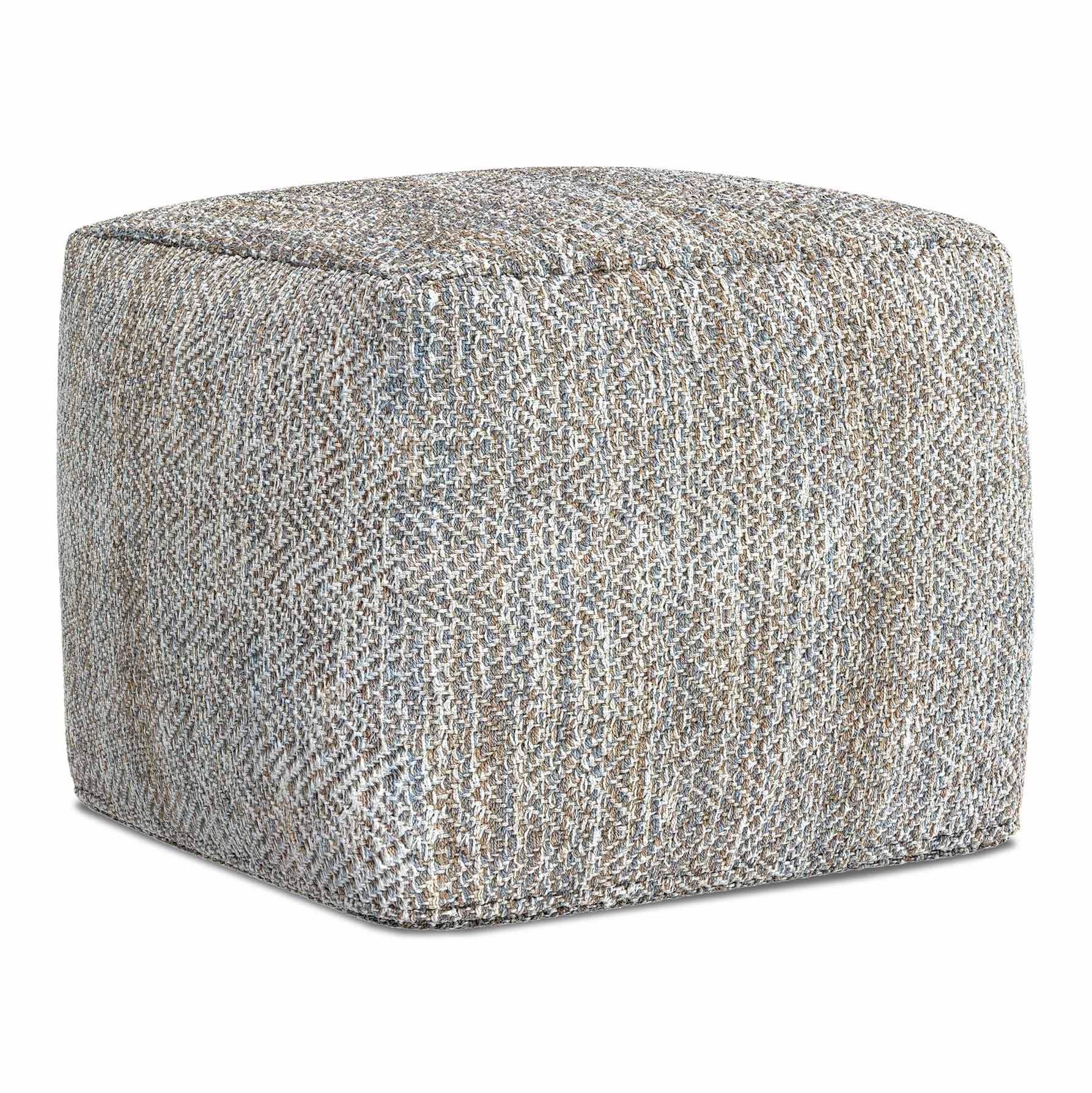 Grey Melange | Nate 18 inch Square Pouf