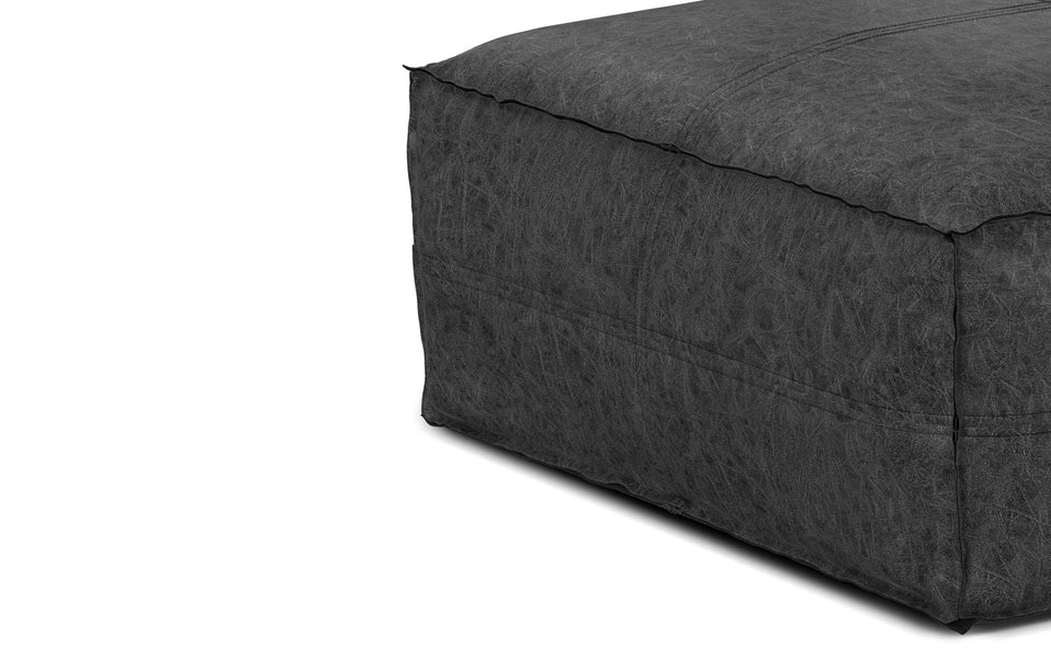 Distressed Black | Brody Large Square Coffee Table Pouf