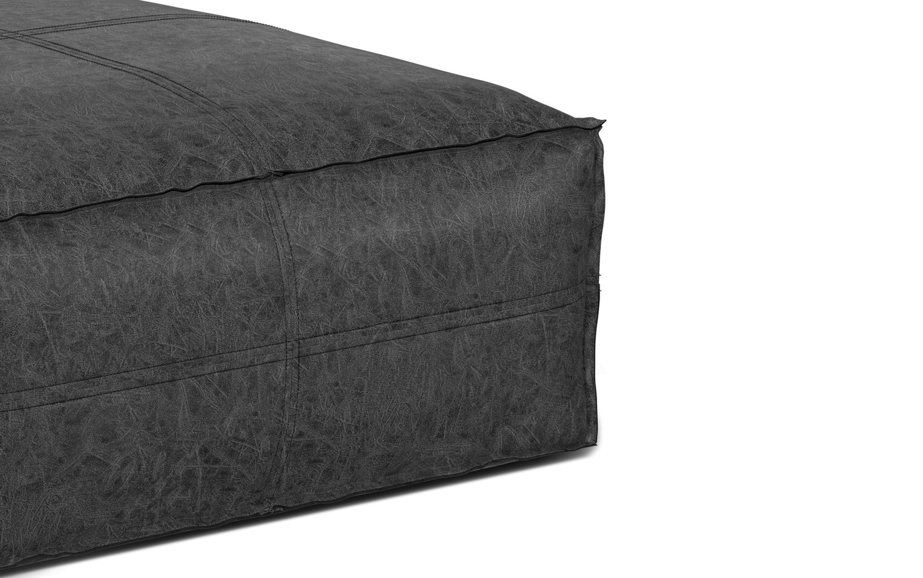 Distressed Black | Brody Large Square Coffee Table Pouf