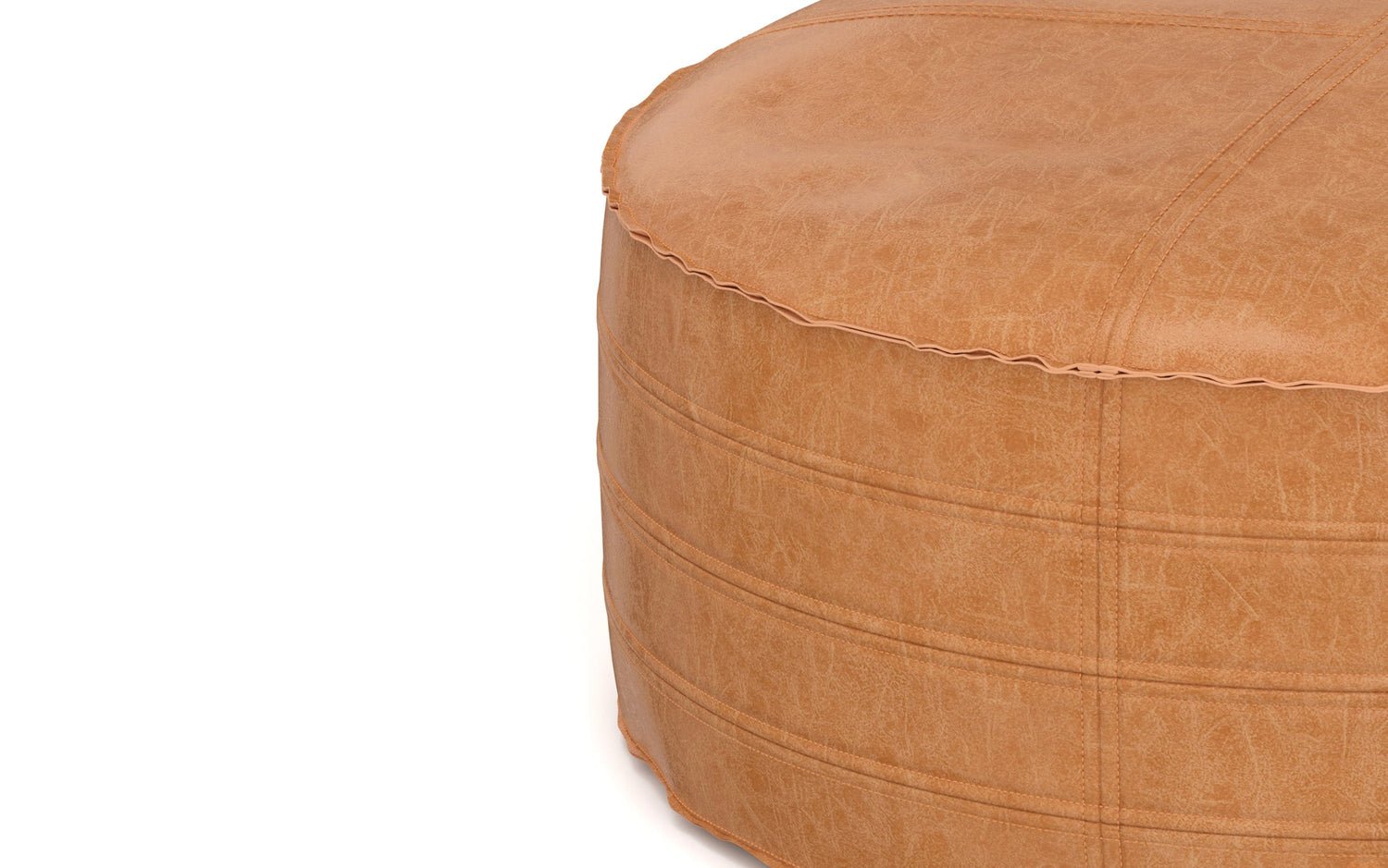 Distressed Brown | Brody 32 inch Round Coffee Table Pouf