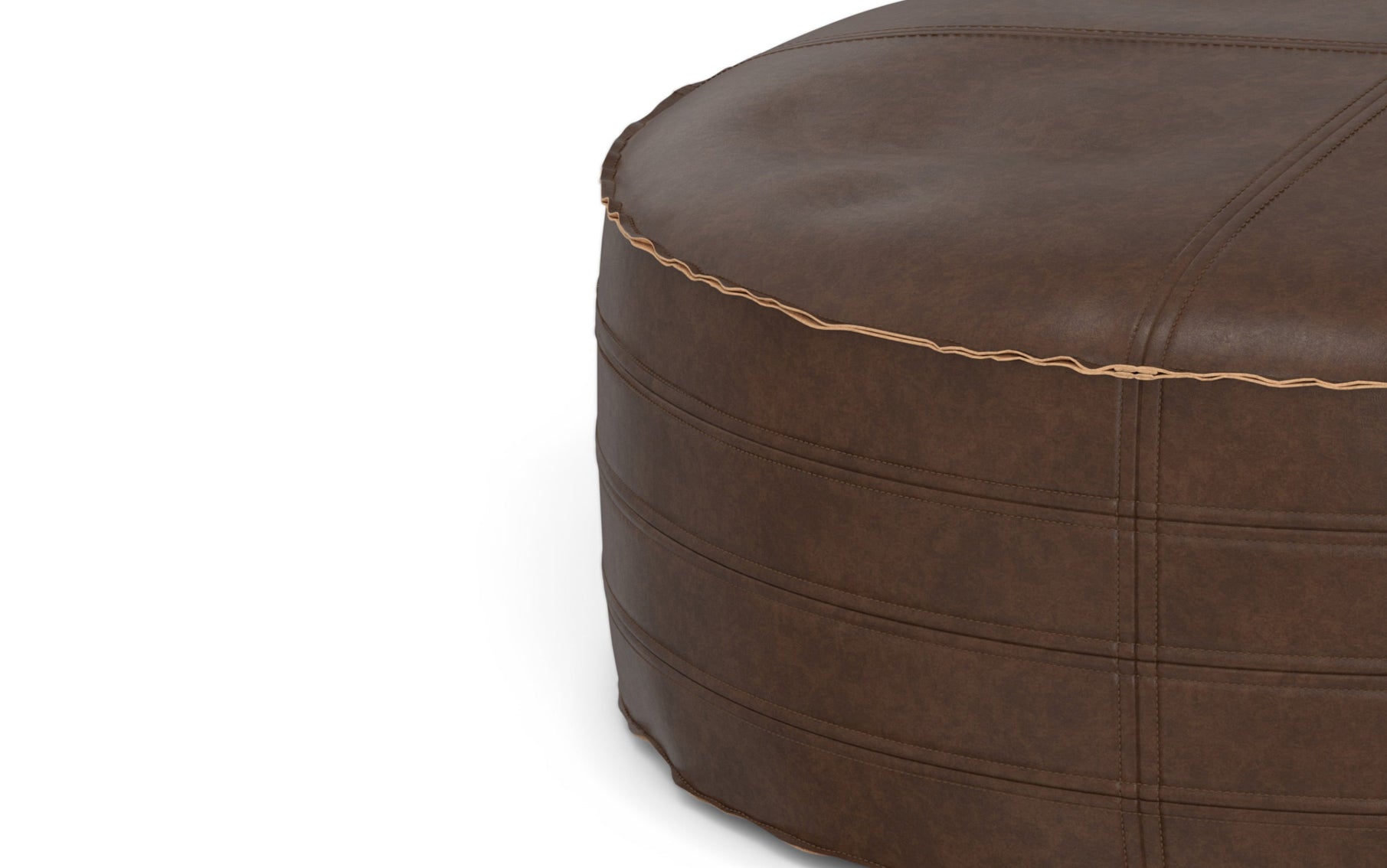 Distressed Dark Brown | Brody 32 inch Round Coffee Table Pouf