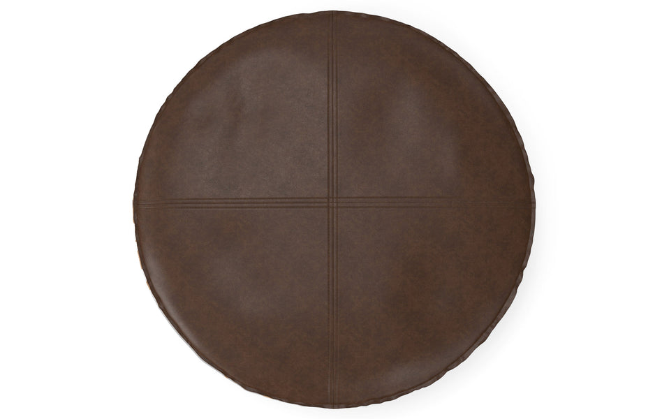 Distressed Dark Brown | Brody 32 inch Round Coffee Table Pouf