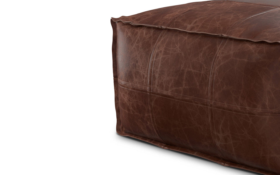 Distressed Brown Distressed Genuine Leather | Sheffield Coffee table Pouf