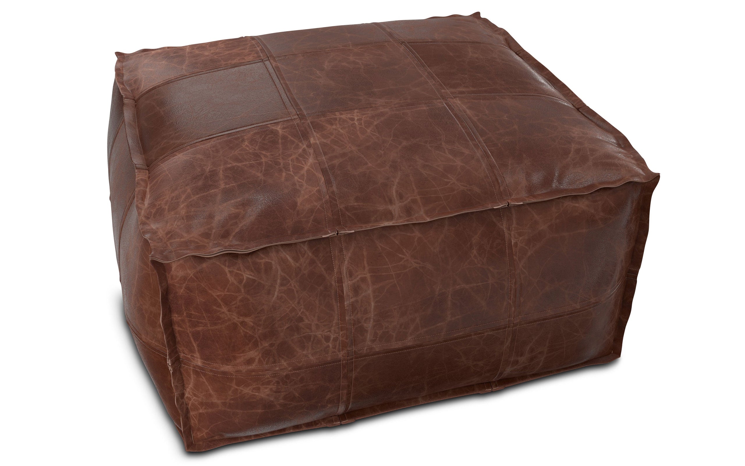 Distressed Brown Distressed Genuine Leather | Sheffield Coffee table Pouf