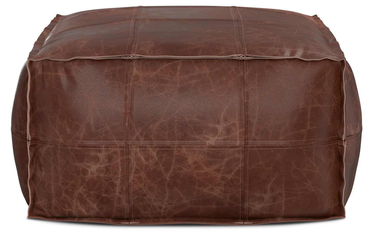 Distressed Brown Distressed Genuine Leather | Sheffield Coffee table Pouf