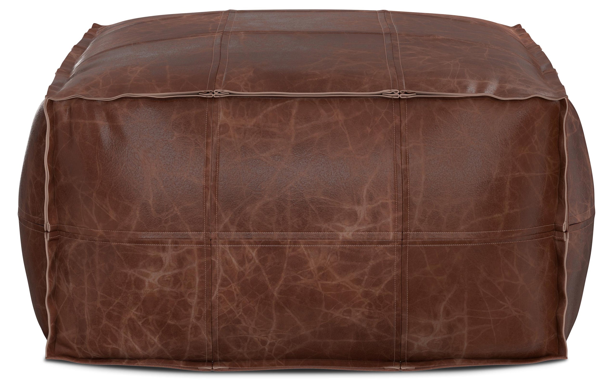Distressed Brown Distressed Genuine Leather | Sheffield Coffee table Pouf