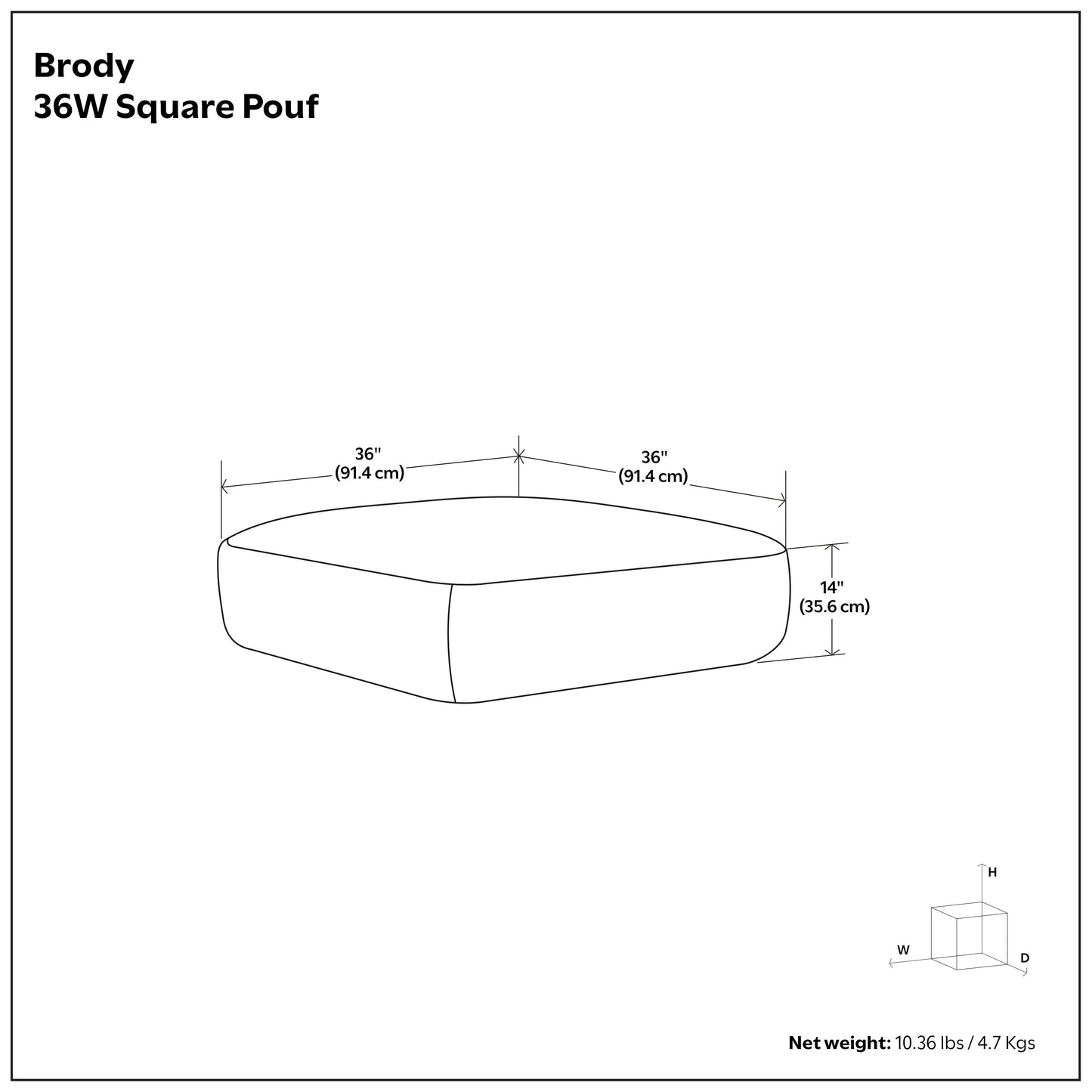 Distressed Brown | Brody Extra Large Coffee Table Pouf