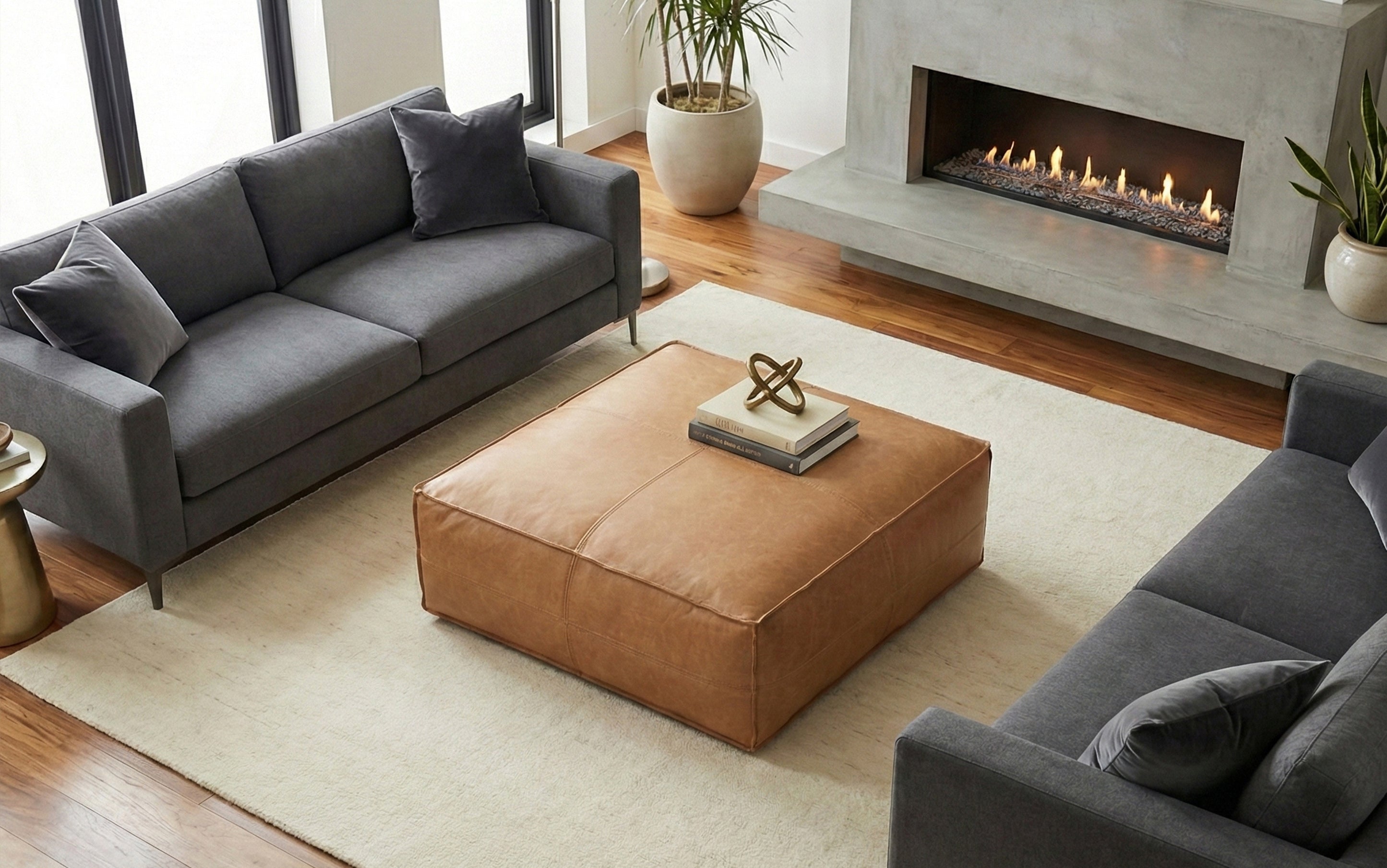 Large Square Pouf | Brody Extra Large Coffee Table Pouf – Simpli Home