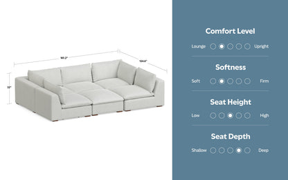 Jasmine Pit Sectional Sofa in Performance Fabric
