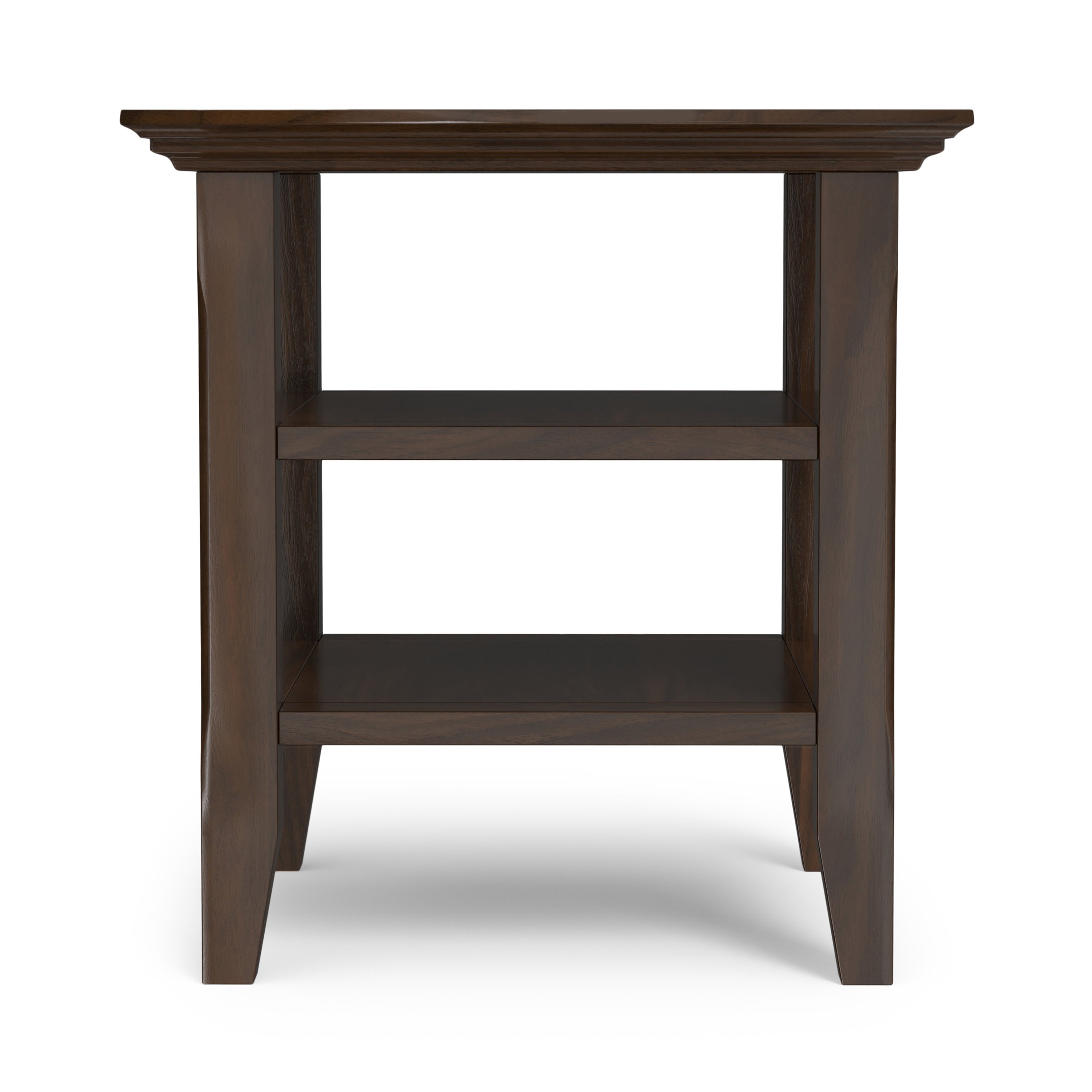Solid Wood End Table |Acadian Square End Table With Shelves